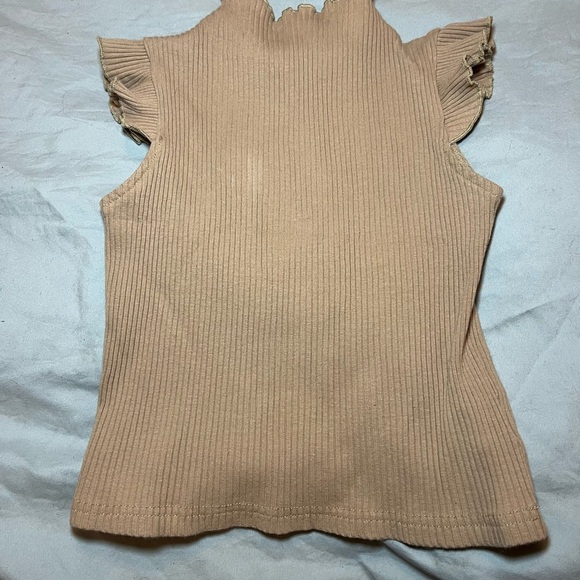 SHEIN Other - SHEIN Tan Ribbed Blouse with Ruffled Sleeves